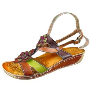 LArtiste Spring Step Sumacah Womens Sandals Size 38 Leather Floral Comfort
